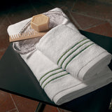Premium kokybės ISOLA rankšluosčių rinkinys (2 vnt.) spalva Bianco Verde Basco
